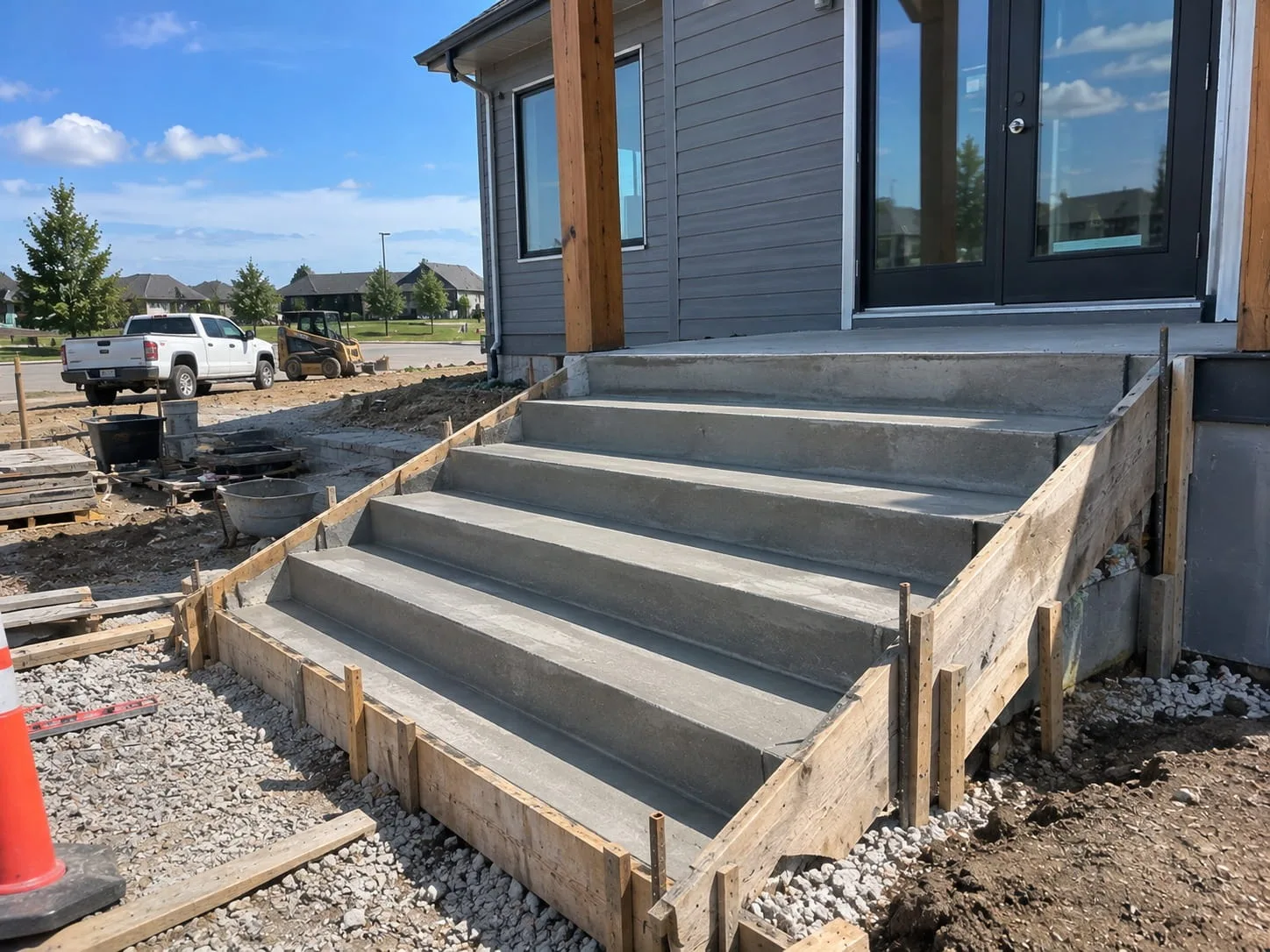 Concrete steps built into a sloped Christchurch section